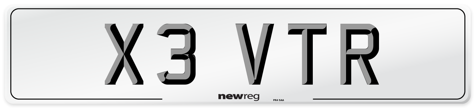 X3 VTR Number Plate from New Reg